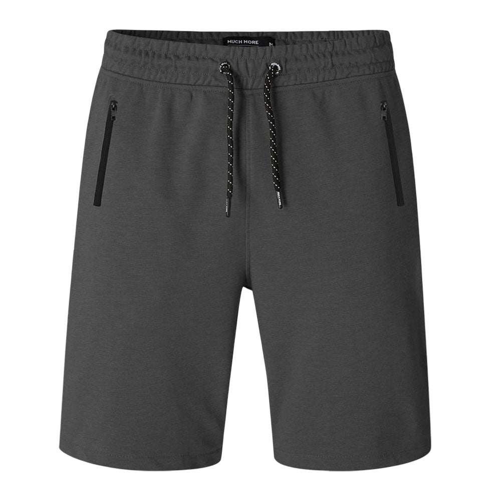Charcoal Terry Knit Plus Size Shorts – Back View with Pocket and Elastic Waist