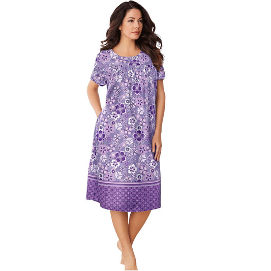 Soft Iris Pansy Short Print Shirred Lounger PSW-8285
