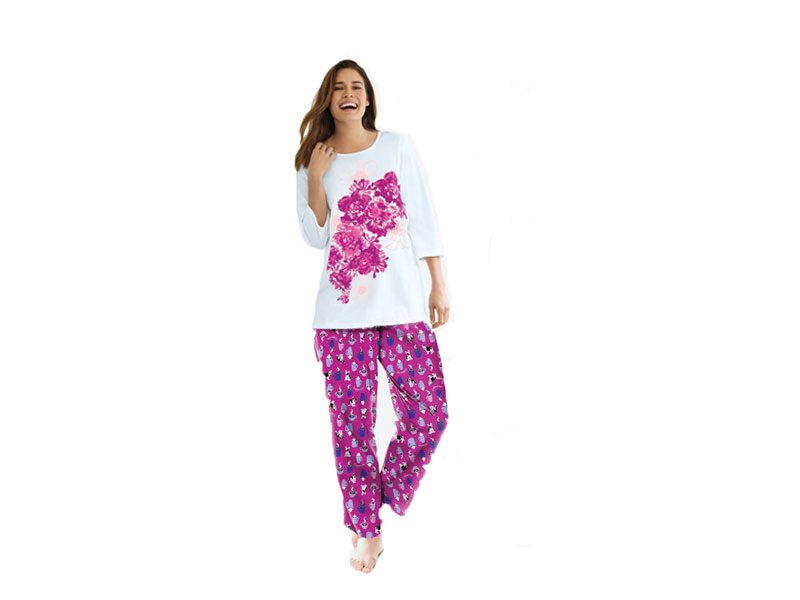 White Floral Graphic Tee PJ Set PSW-7110