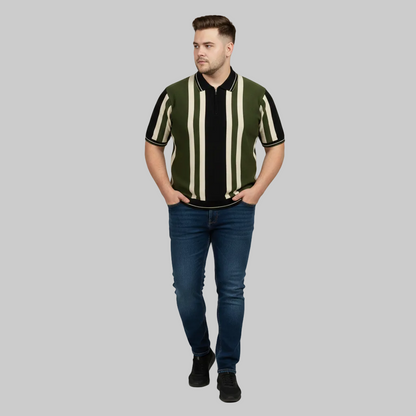 Vertical Stripe Stretch Polo T-Shirt PSM-10635