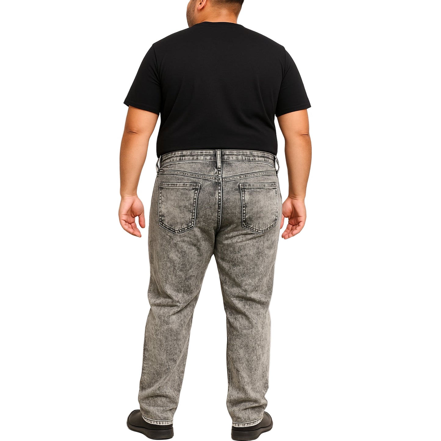 Vintage grey-black acid-wash straight-fit jeans with button fastening, zip fly, and 5-pocket styling.