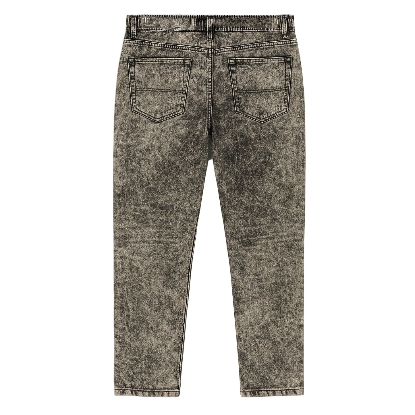 Vintage grey-black acid-wash straight-fit jeans with button fastening, zip fly, and 5-pocket styling.