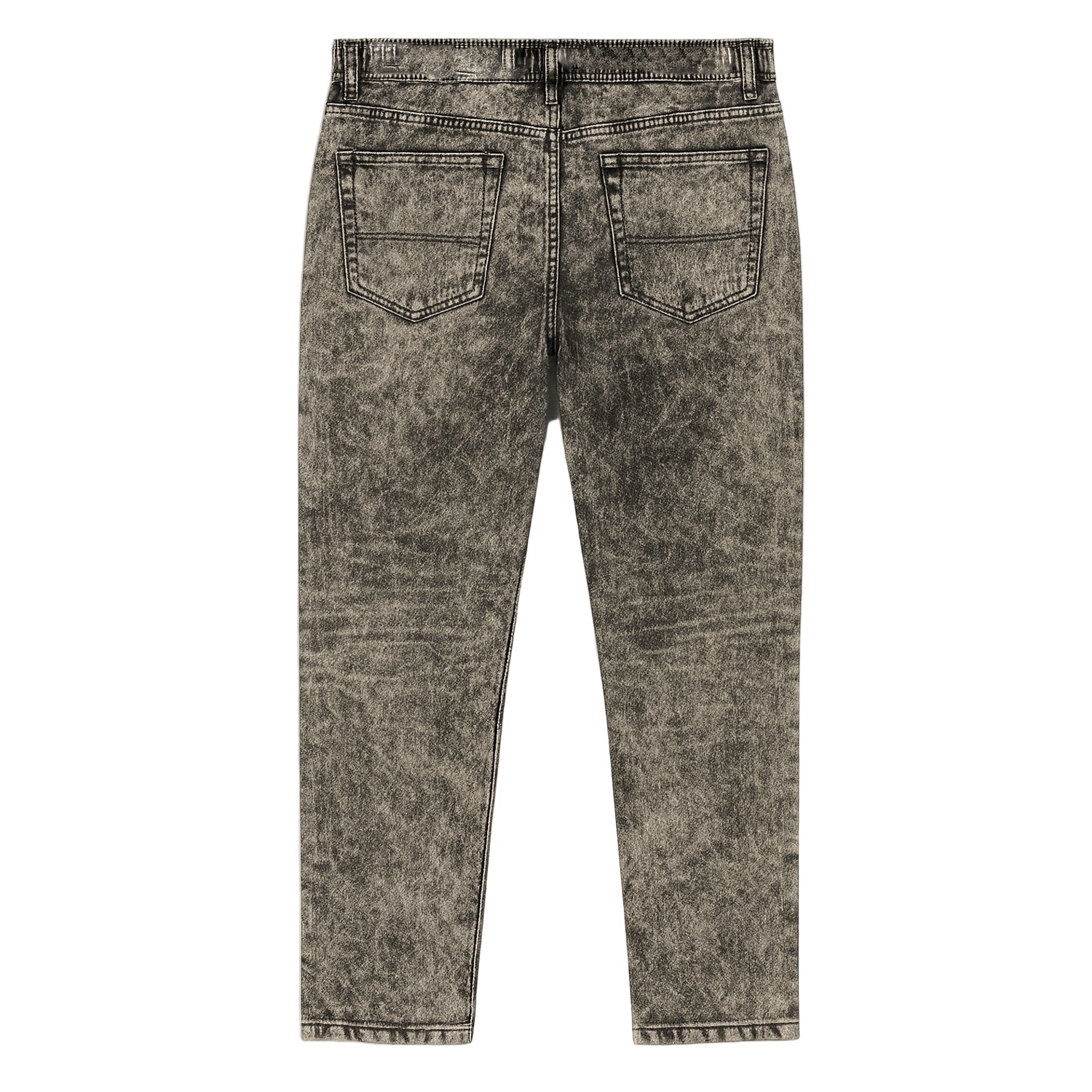 Vintage grey-black acid-wash straight-fit jeans with button fastening, zip fly, and 5-pocket styling.