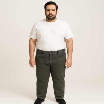 Vintage Brown Plus Size Classic Straight-Leg Jeans PSM-9337