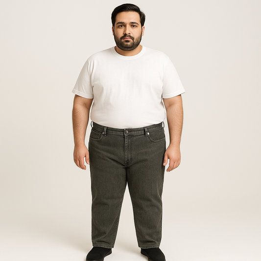 Vintage Brown Plus Size Classic Straight-Leg Jeans PSM-9337