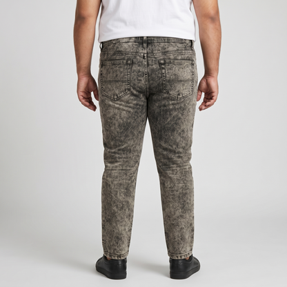 Vintage Grey-Black Acid-Wash Straight-Fit Jeans PSM-10141