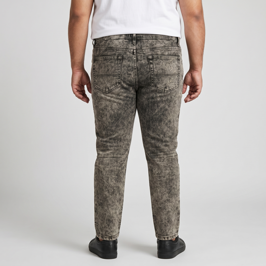 Vintage Grey-Black Acid-Wash Straight-Fit Jeans PSM-10141
