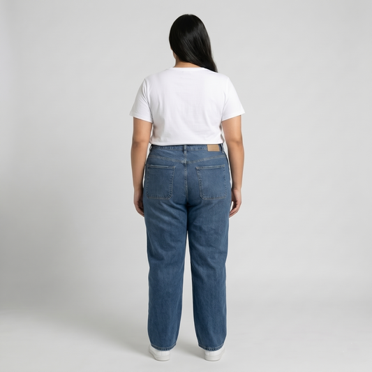 Vintage Indigo Button Detail Straight Fit Denim Jeans PSW-11084
