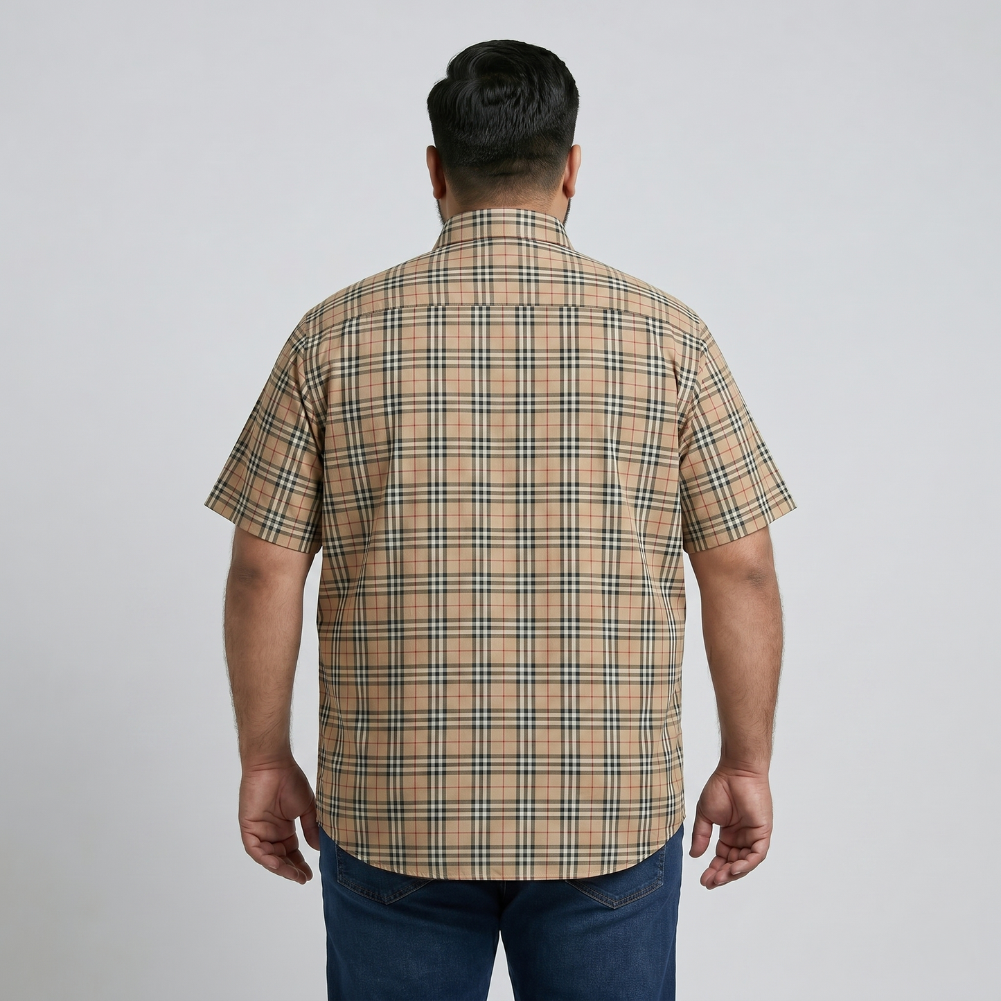 Vintage Tan Check Half Sleeve Casual Shirt PSM-11196