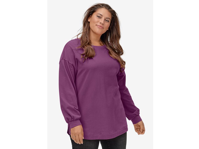 Violet Plum Blouson Sleeve Sweatshirt Tunic PSW-6482