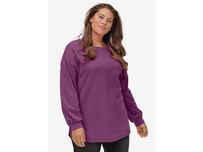 Violet Plum Blouson Sleeve Sweatshirt Tunic PSW-6482