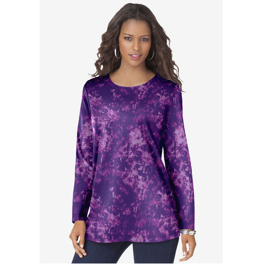 Violet Spray Tie Dye Long-Sleeve Crewneck Ultimate Tee PSW-8310