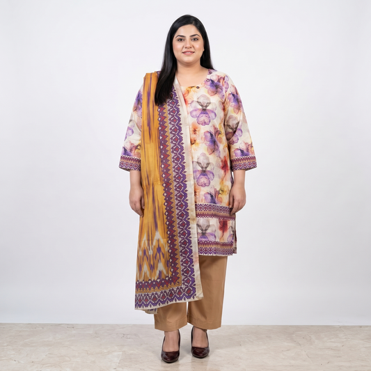 Violet Bloom 3-Piece Printed Lawn Suit PSW-11180