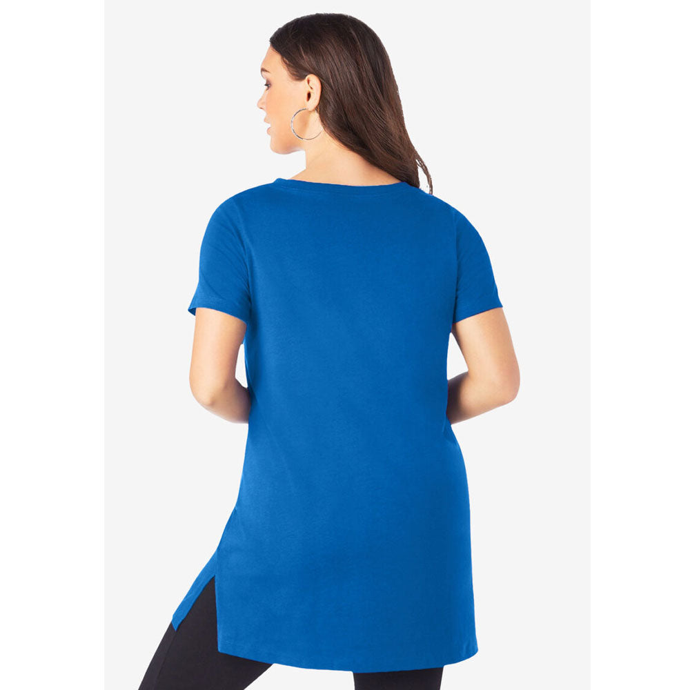 Vivid Blue Short-Sleeve V-Neck Ultimate Tunic PSW-8031