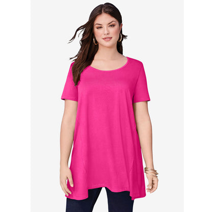 Vivid Pink Scoopneck Swing Ultimate Tunic PSW-7899