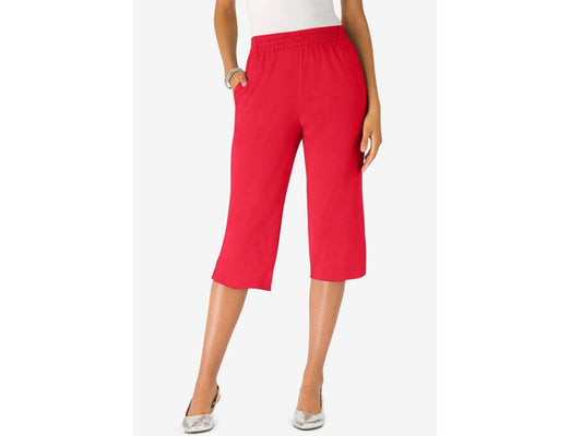 Vivid Red Soft Knit Capri Pant PSW-6686