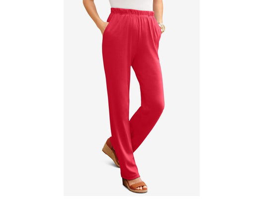 Vivid Red Straight Leg Knit Pant PSW-6707