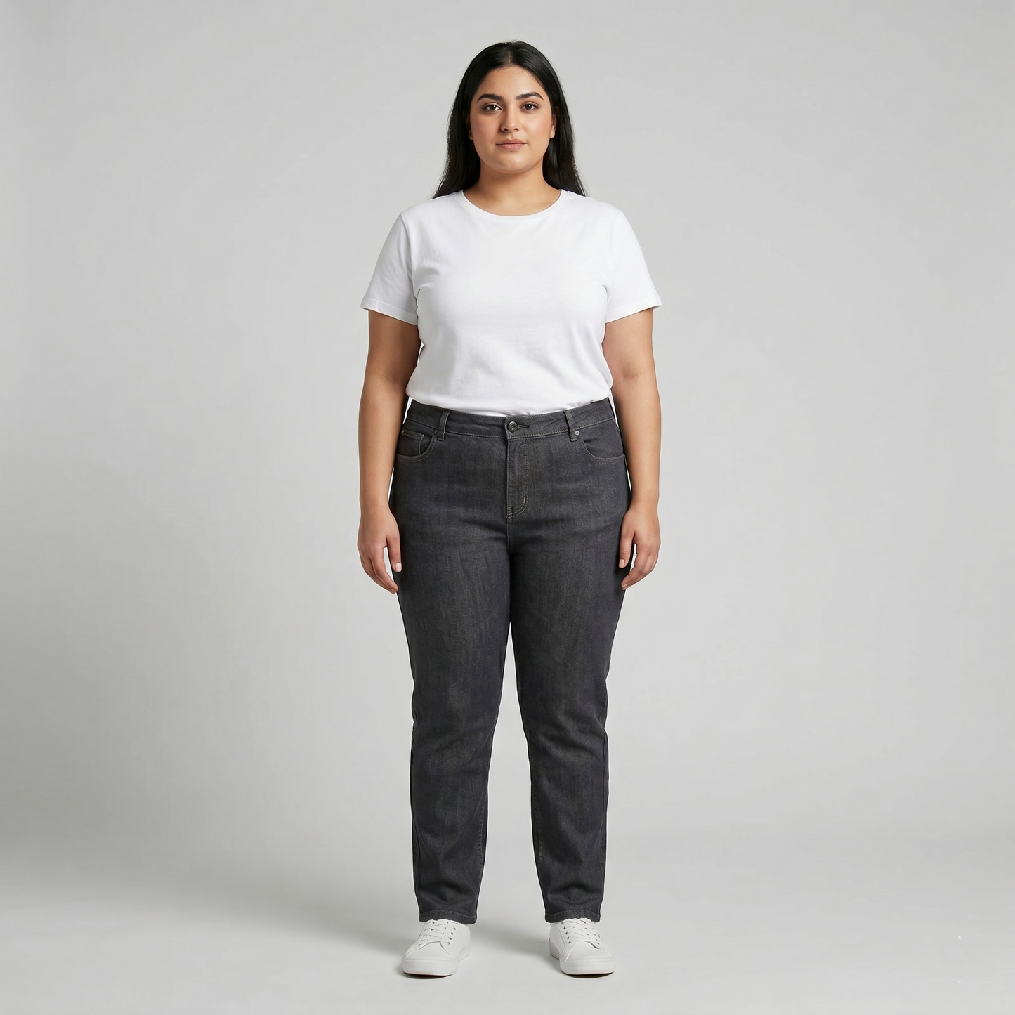 Washed Charcoal Straight Denim Jeans PSW-11103
