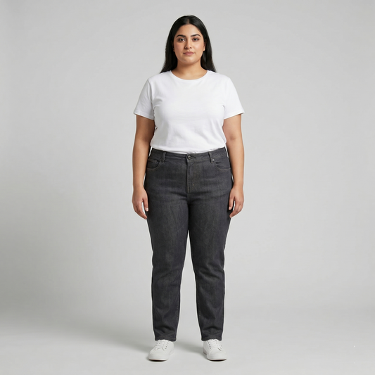 Washed Charcoal Straight Denim Jeans PSW-11103