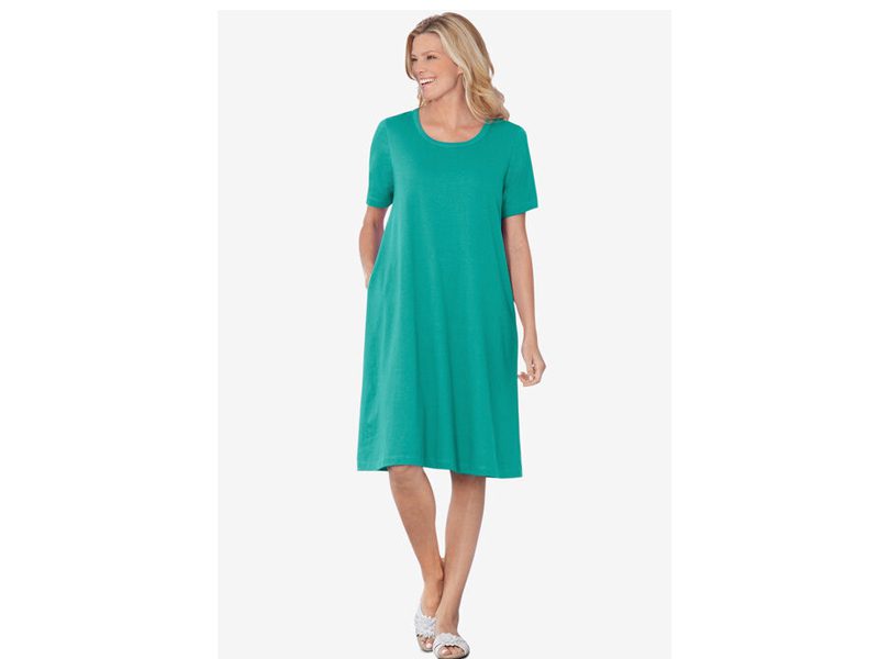 Waterfall Short-Sleeve Crewneck Tee Dress PSW-6238