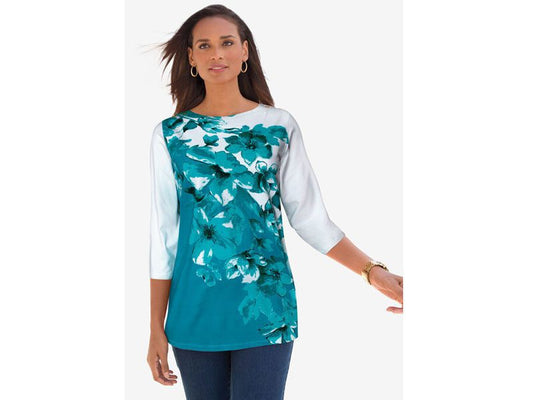 Waterfall Watercolor Floral Boatneck Tunic PSW-6914