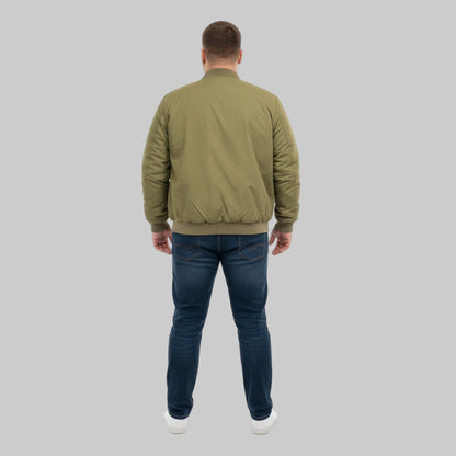 Light Olive Plus-Size Bomber Jacket – Matte Finish PSM-10083