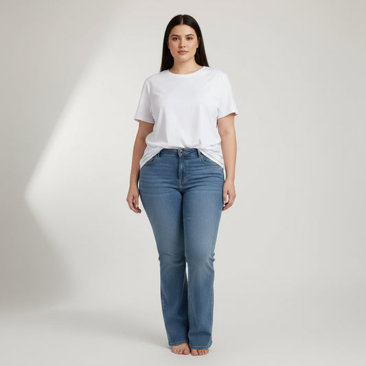 Mid Blue Classic Straight Fit Denim Jeans PSW-11089