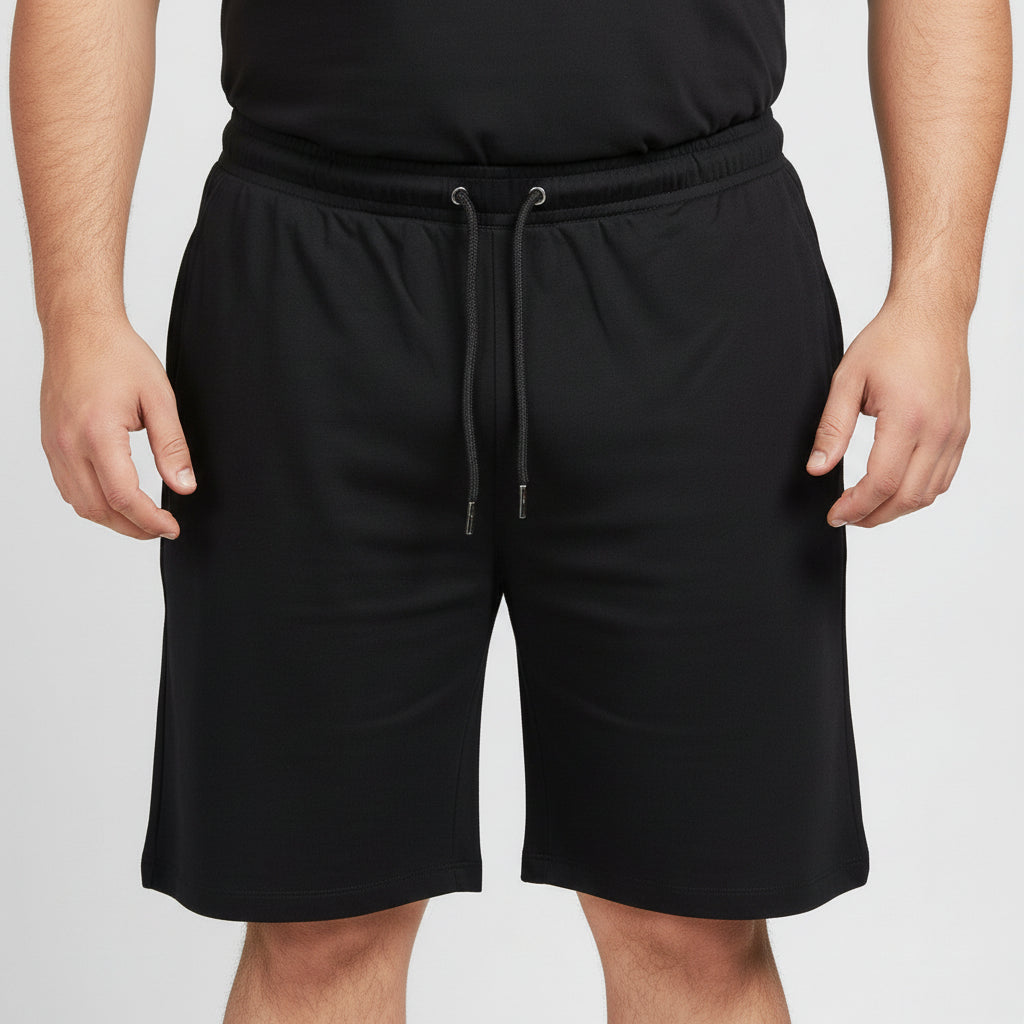 Black Elastic Waist Jersey Shorts PSM-11212