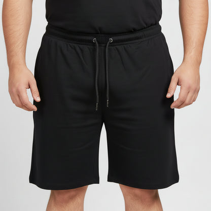 Black Elastic Waist Jersey Shorts PSM-11212