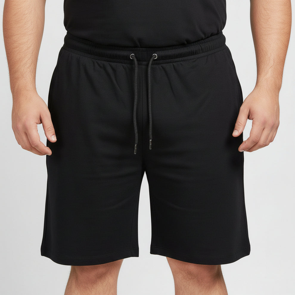 Black Elastic Waist Jersey Shorts PSM-11212