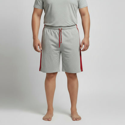 Grey & Red Contrast Terry Shorts PSM-11221