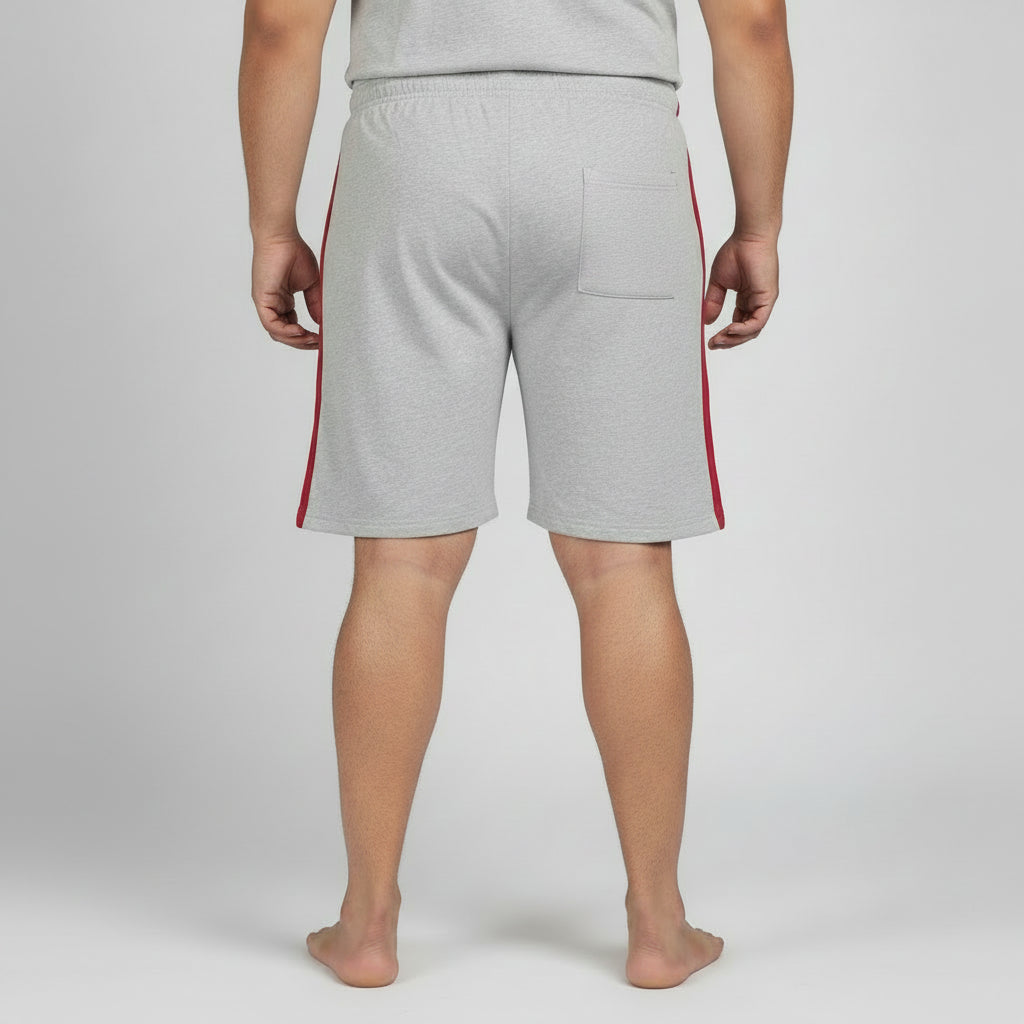 Grey & Red Contrast Terry Shorts PSM-11221