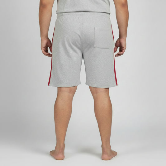 Grey & Red Contrast Terry Shorts PSM-11248