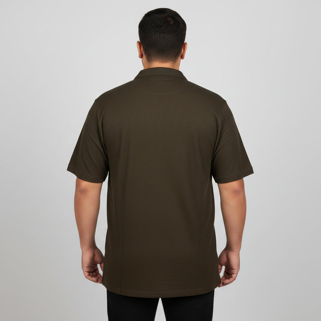 Dark Brown Waffle Knit Thermal T-Shirt  PSM-11283