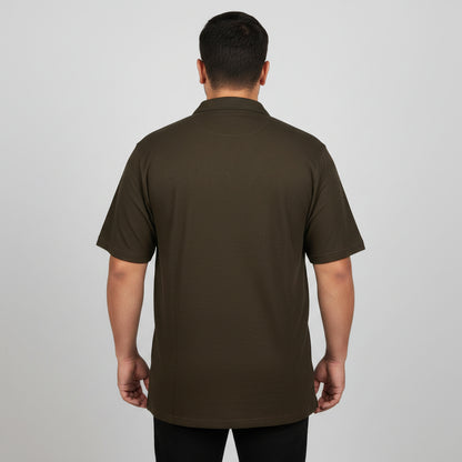 Dark Brown Waffle Knit Thermal T-Shirt  PSM-11283