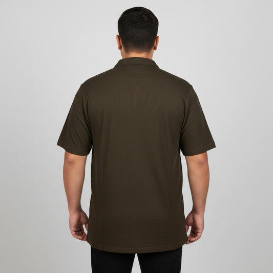 Dark Brown Waffle Knit Thermal T-Shirt  PSM-11283