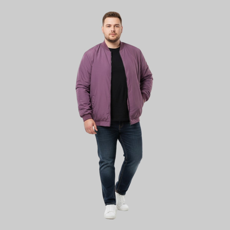 Classic Plum Plus-Size Bomber Jacket – Matte Finish PSM-10084