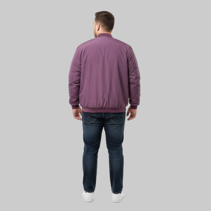 Classic Plum Plus-Size Bomber Jacket – Matte Finish PSM-10084