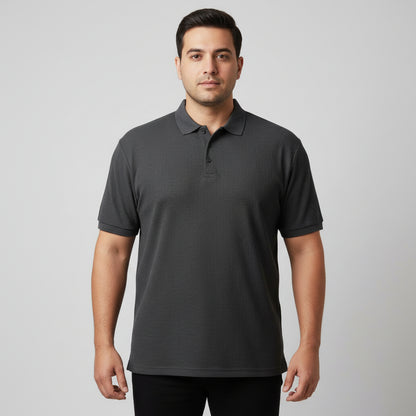 Charcoal Drop Needle Plus Size Polo Shirt PSM-10819