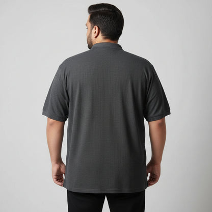 Charcoal Drop Needle Plus Size Polo Shirt PSM-10819
