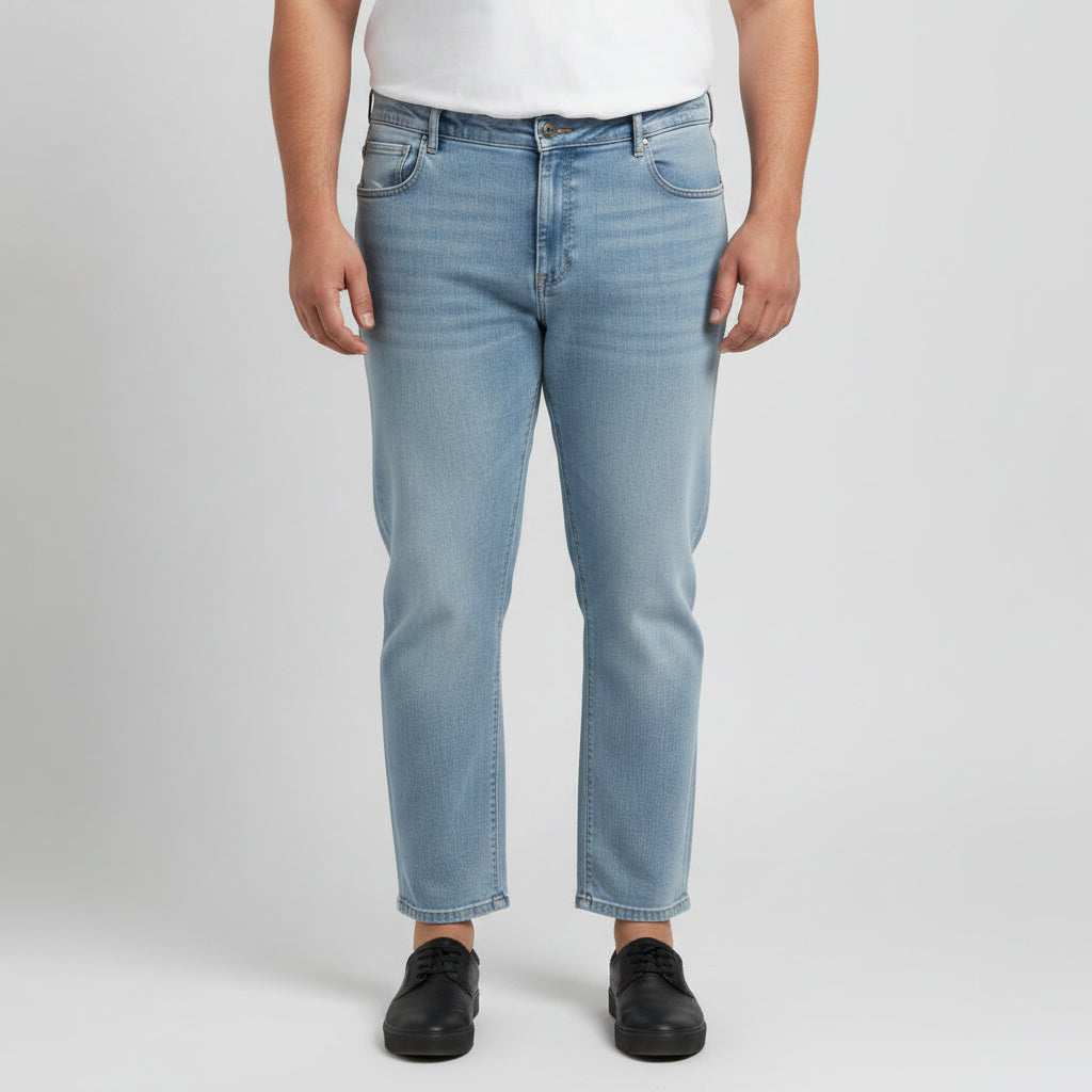 Light Wash Blue Straight Fit Jeans PSM-11246