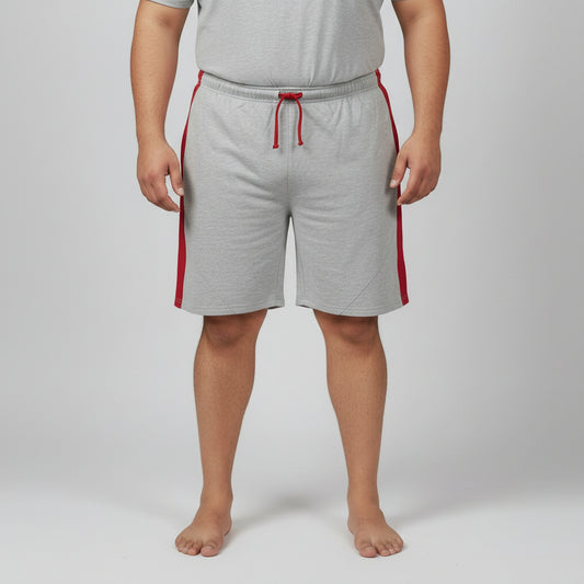 Grey & Red Contrast Terry Shorts PSM-11249