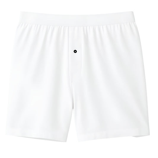 White Cotton Boxer Shorts for Men – Button Fly, Relaxed Fit