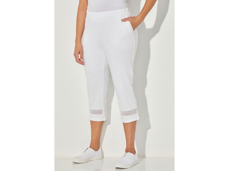 White Crochet Trim B Grade Capri PSW-7479B