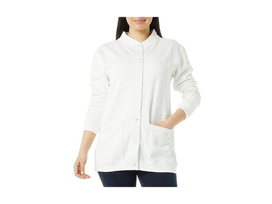 White Fleece Plus Size Women Cardigan Sweater PSW-7203