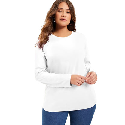 White Long-Sleeve Crewneck T-Shirt PSW-9238