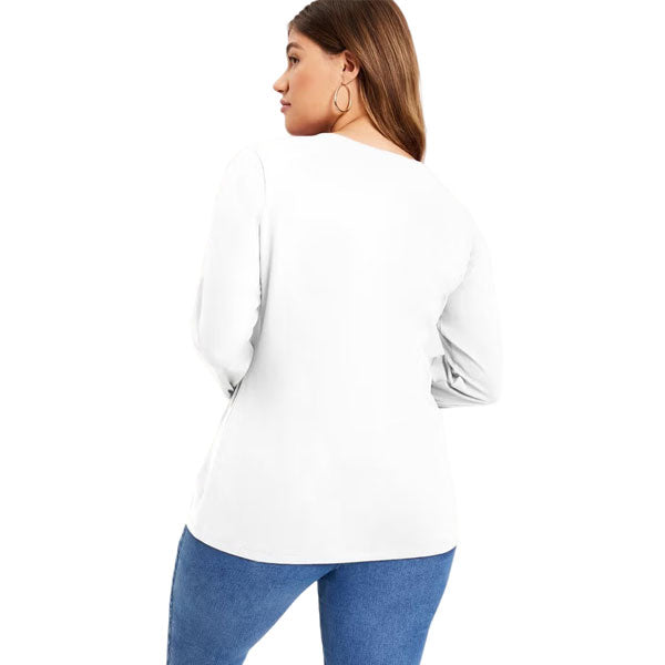 White Long-Sleeve Crewneck T-Shirt PSW-9238