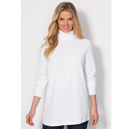 White Perfect Long-Sleeve Turtleneck Tee PSW-7941