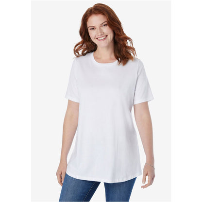 White Perfect Short-Sleeve Crewneck Tee PSW-7884