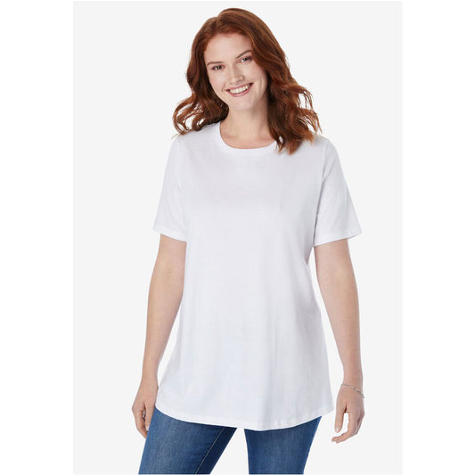 White Perfect Short-Sleeve Crewneck Tee PSW-7884